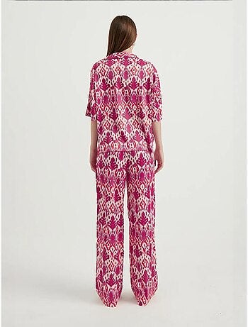 Chemise bohème décontractée à manches courtes en satin