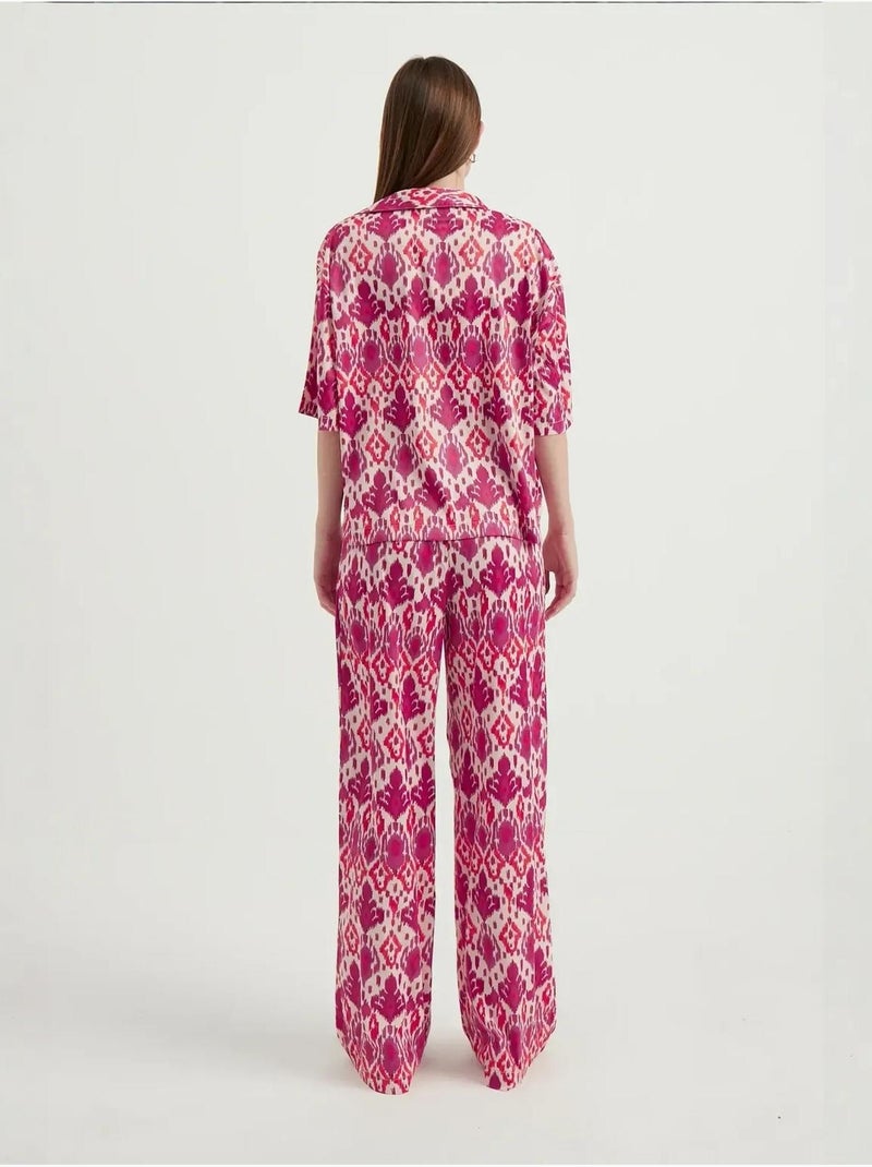 Chemise bohème décontractée à manches courtes en satin Multicolore - Kiabi