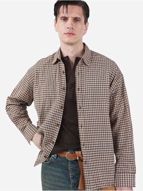 Chemise boutonnée à carreaux vichy oversize giesto - Kiabi Chemise boutonnée à carreaux vichy oversize giesto - Kiabi