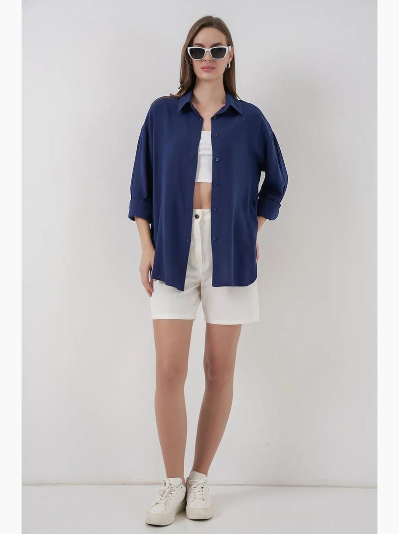 Chemise boutonnée à col de chemise bdart Bleu marine - Kiabi