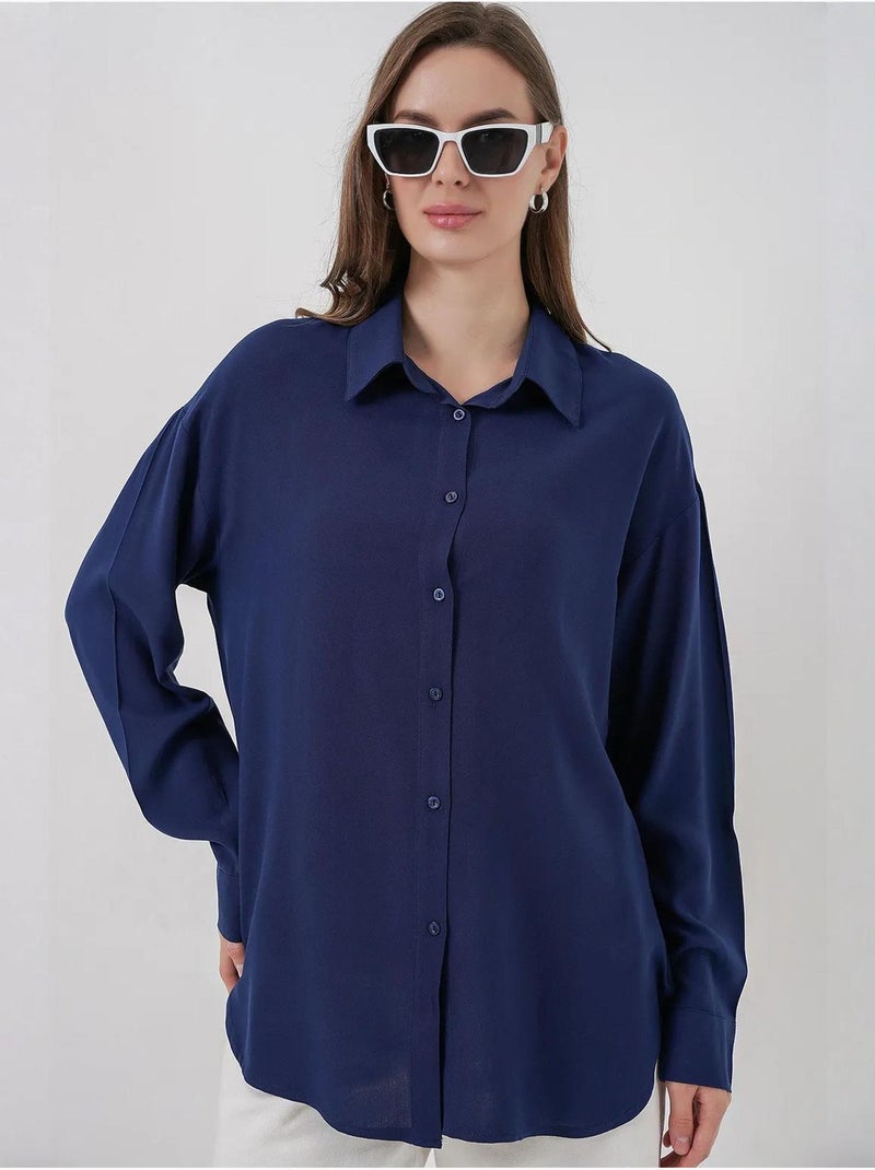 Chemise boutonnée à col de chemise bdart Bleu marine - Kiabi