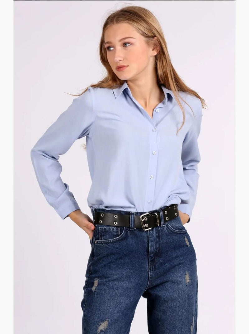Chemise boutonnée à col de chemise bdart Bleu pastel - Kiabi