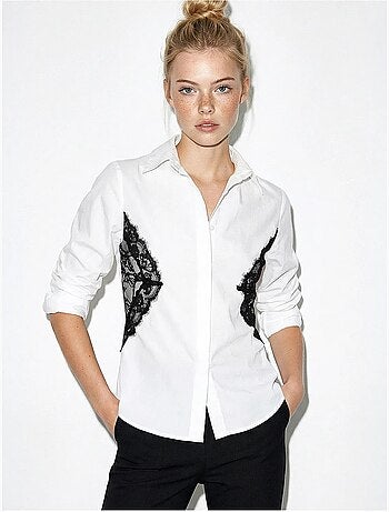Chemise boutonnée à détails en dentelle lucci