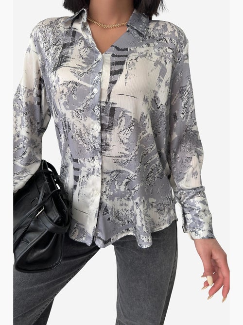 Chemise boutonnée à imprimé abstrait ma mode my fashion - Kiabi Chemise boutonnée à imprimé abstrait ma mode my fashion - Kiabi