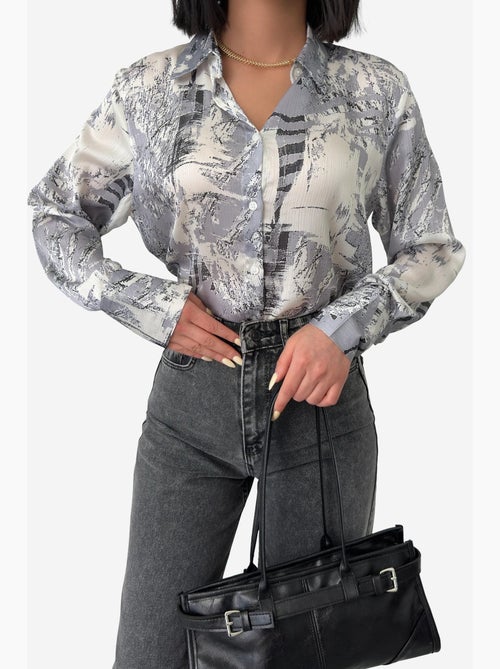 Chemise boutonnée à imprimé abstrait ma mode my fashion - Kiabi Chemise boutonnée à imprimé abstrait ma mode my fashion - Kiabi
