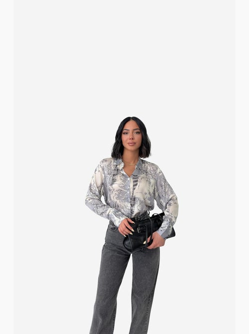 Chemise boutonnée à imprimé abstrait ma mode my fashion - Kiabi Chemise boutonnée à imprimé abstrait ma mode my fashion - Kiabi
