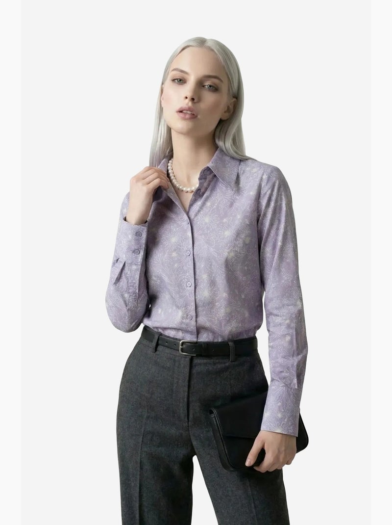 Chemise boutonnée à imprimé abstrait ma mode my fashion Lavande - Kiabi