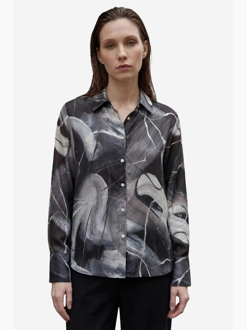 Chemise boutonnée à imprimé abstrait ma mode my fashion Noir - Kiabi