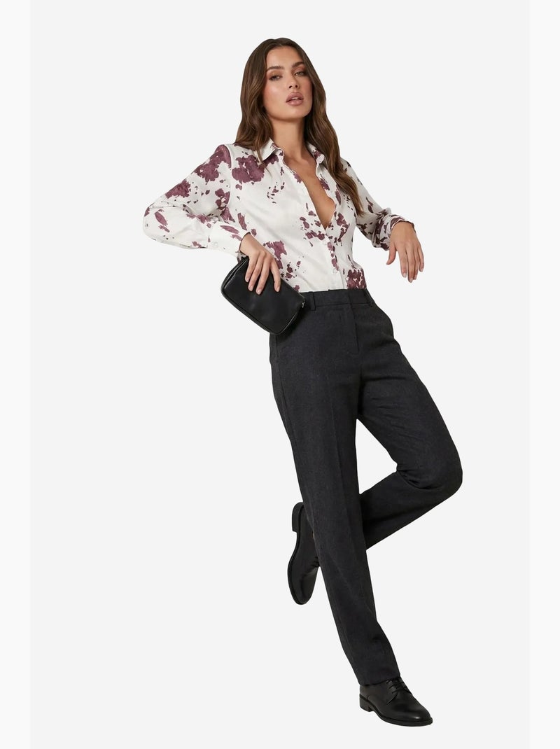 Chemise boutonnée à imprimé abstrait ma mode my fashion Rouge bordeaux - Kiabi