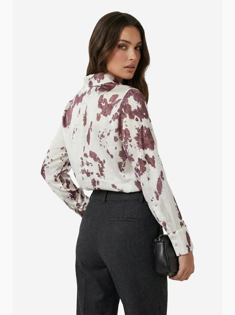 Chemise boutonnée à imprimé abstrait ma mode my fashion Rouge bordeaux - Kiabi