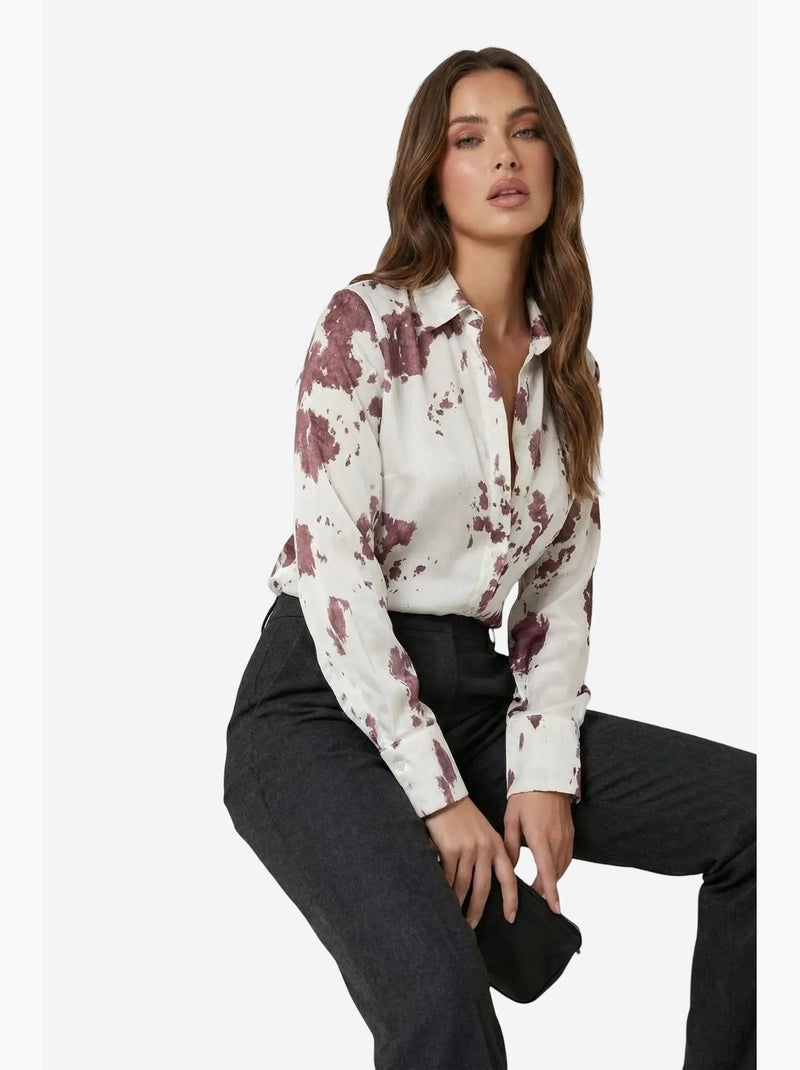 Chemise boutonnée à imprimé abstrait ma mode my fashion Rouge bordeaux - Kiabi