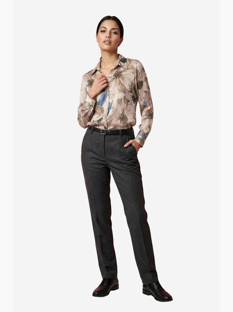 Chemise boutonnée à imprimé floral ma mode my fashion Marron noisette - Kiabi