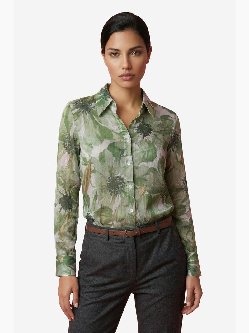 Chemise boutonnée à imprimé floral ma mode my fashion Vert - Kiabi