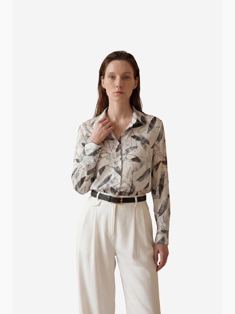 Chemise boutonnée à imprimé tropical my fashion Blanc - Kiabi