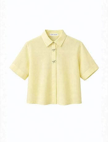 Chemise boutonnée à manches courtes avec accessoire en pierre mixray