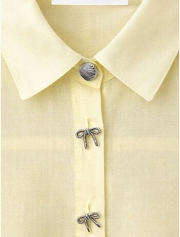 Chemise boutonnée à manches courtes avec accessoire en pierre mixray