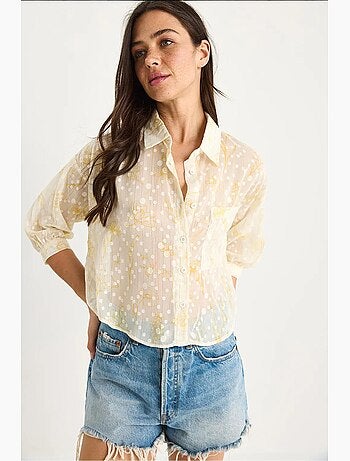 Chemise boutonnée à manches courtes en jacquard floral avec poche lucci