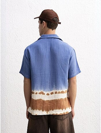 Chemise boutonnée à manches courtes ombre giesto