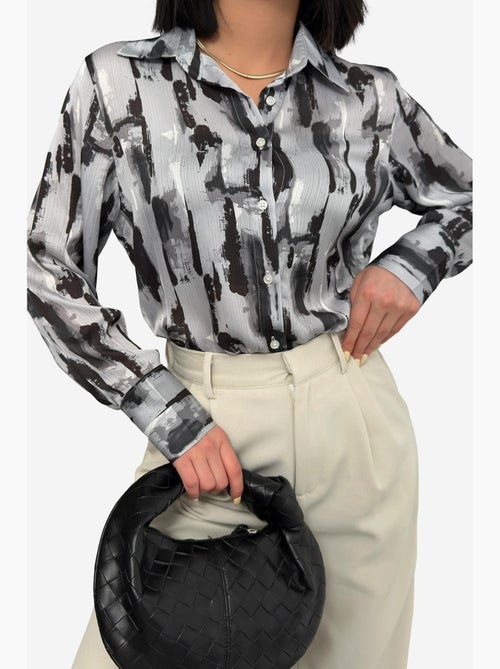 Chemise boutonnée à manches longues à imprimé abstrait ma mode my fashion - Kiabi Chemise boutonnée à manches longues à imprimé abstrait ma mode my fashion - Kiabi