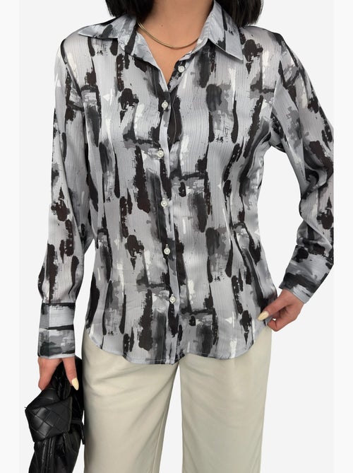 Chemise boutonnée à manches longues à imprimé abstrait ma mode my fashion - Kiabi Chemise boutonnée à manches longues à imprimé abstrait ma mode my fashion - Kiabi