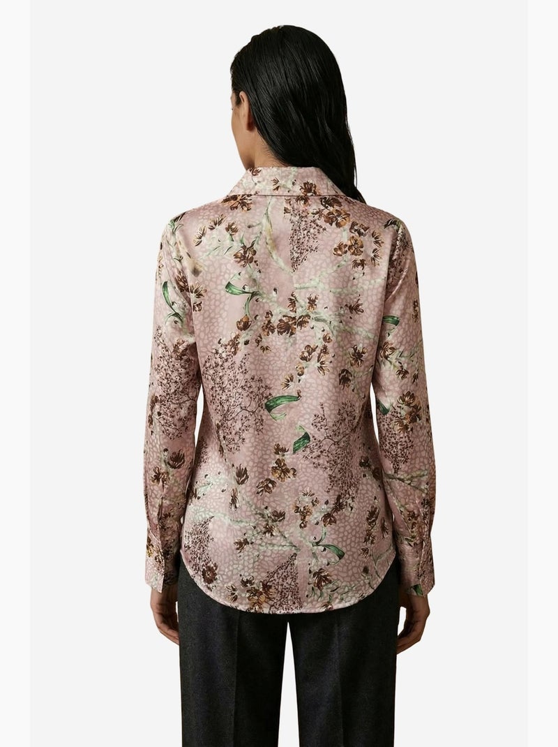 Chemise boutonnée à manches longues à imprimé floral my fashion Vieux rose - Kiabi