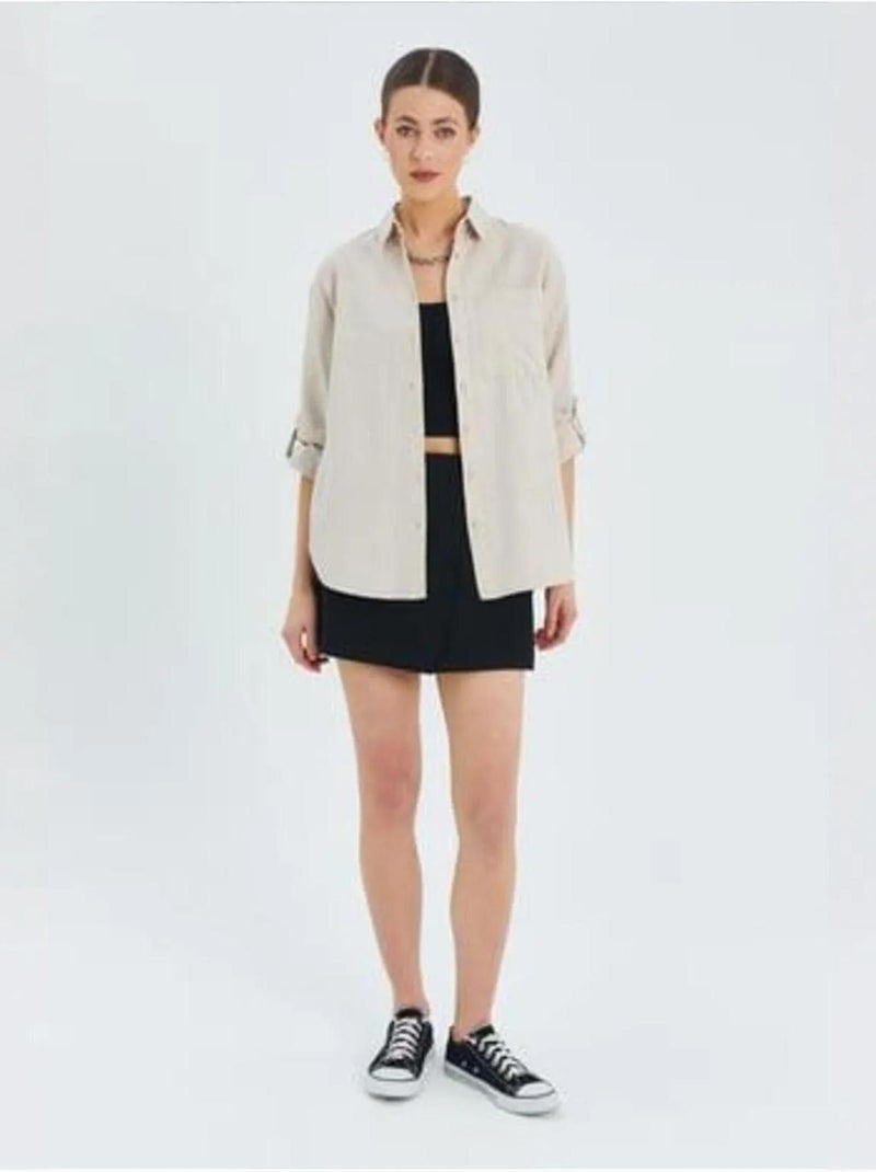 Chemise boutonnée à manches longues avec poche mixray Beige clair - Kiabi