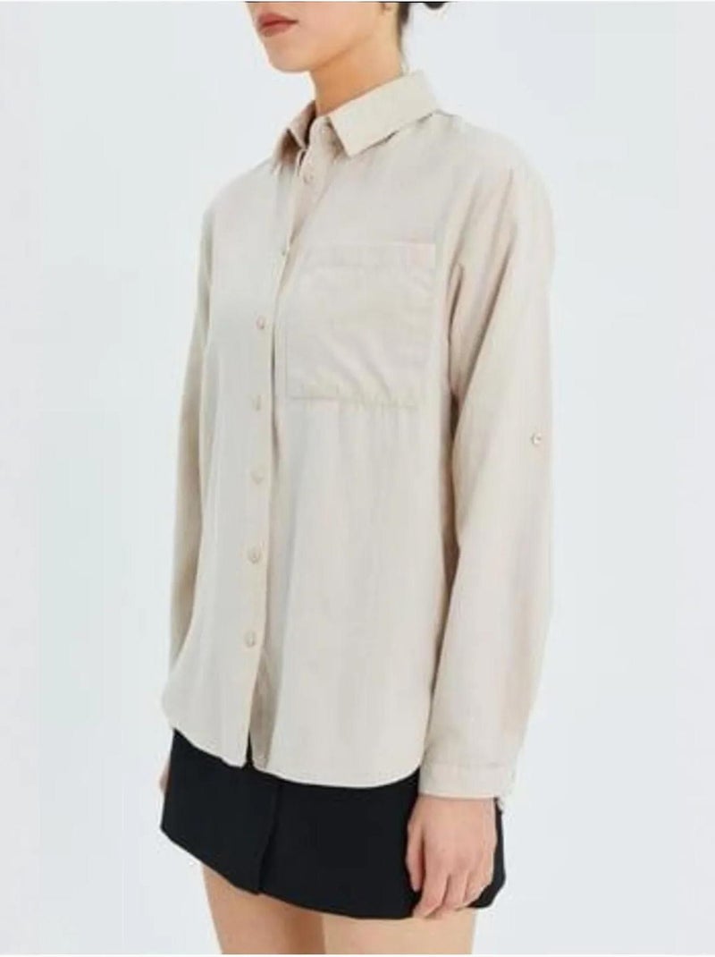 Chemise boutonnée à manches longues avec poche mixray Beige clair - Kiabi