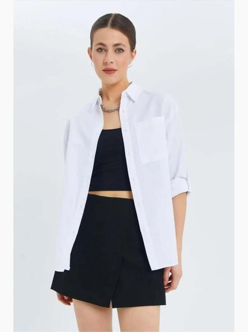Chemise boutonnée à manches longues avec poche mixray - Kiabi