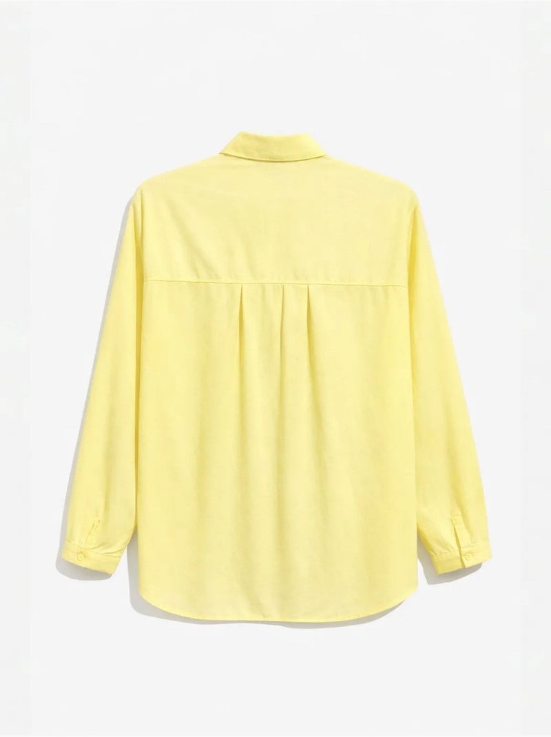 Chemise boutonnée à manches longues avec poche mixray Jaune citron - Kiabi