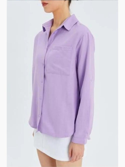 Chemise boutonnée à manches longues avec poche mixray - Kiabi