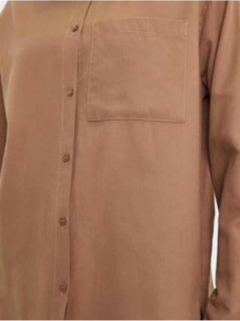 Chemise boutonnée à manches longues avec poche mixray Marron - Kiabi