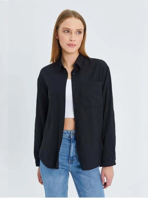 Chemise boutonnée à manches longues avec poche mixray - Kiabi Chemise boutonnée à manches longues avec poche mixray - Kiabi