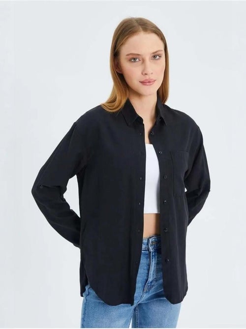 Chemise boutonnée à manches longues avec poche mixray - Kiabi Chemise boutonnée à manches longues avec poche mixray - Kiabi