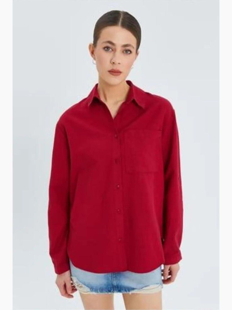 Chemise boutonnée à manches longues avec poche mixray Rouge bordeaux - Kiabi