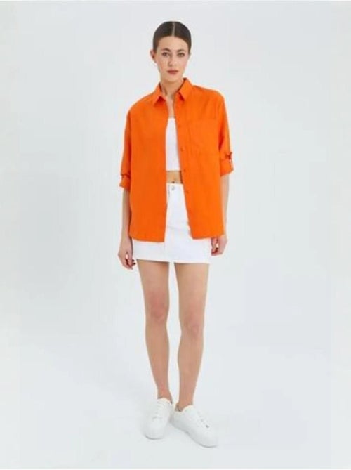 Chemise boutonnée à manches longues avec poche mixray - Kiabi