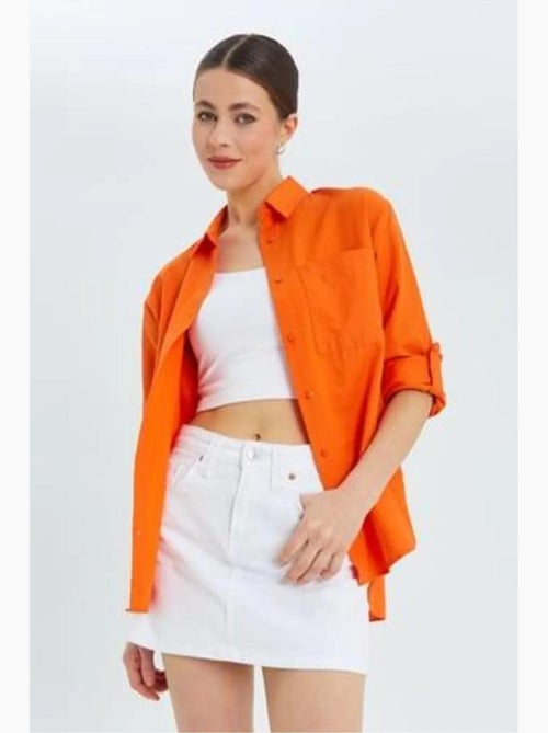 Chemise boutonnée à manches longues avec poche mixray - Kiabi