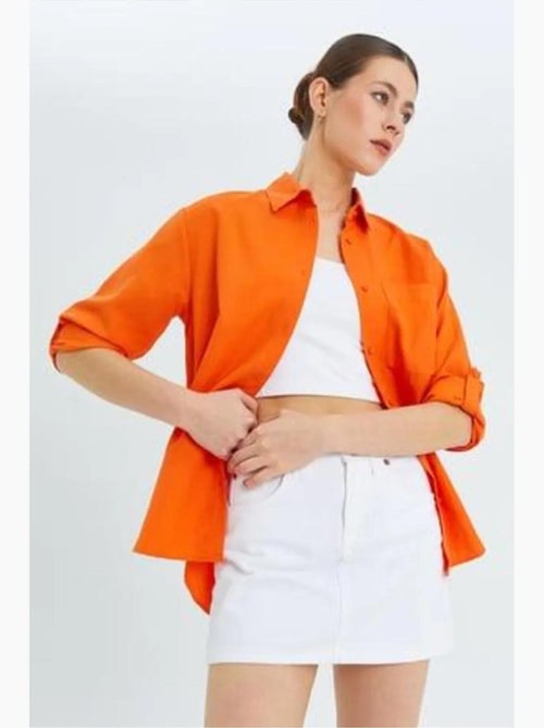 Chemise boutonnée à manches longues avec poche mixray - Kiabi