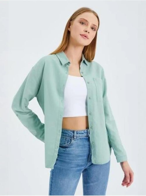 Chemise boutonnée à manches longues avec poche mixray - Kiabi Chemise boutonnée à manches longues avec poche mixray - Kiabi