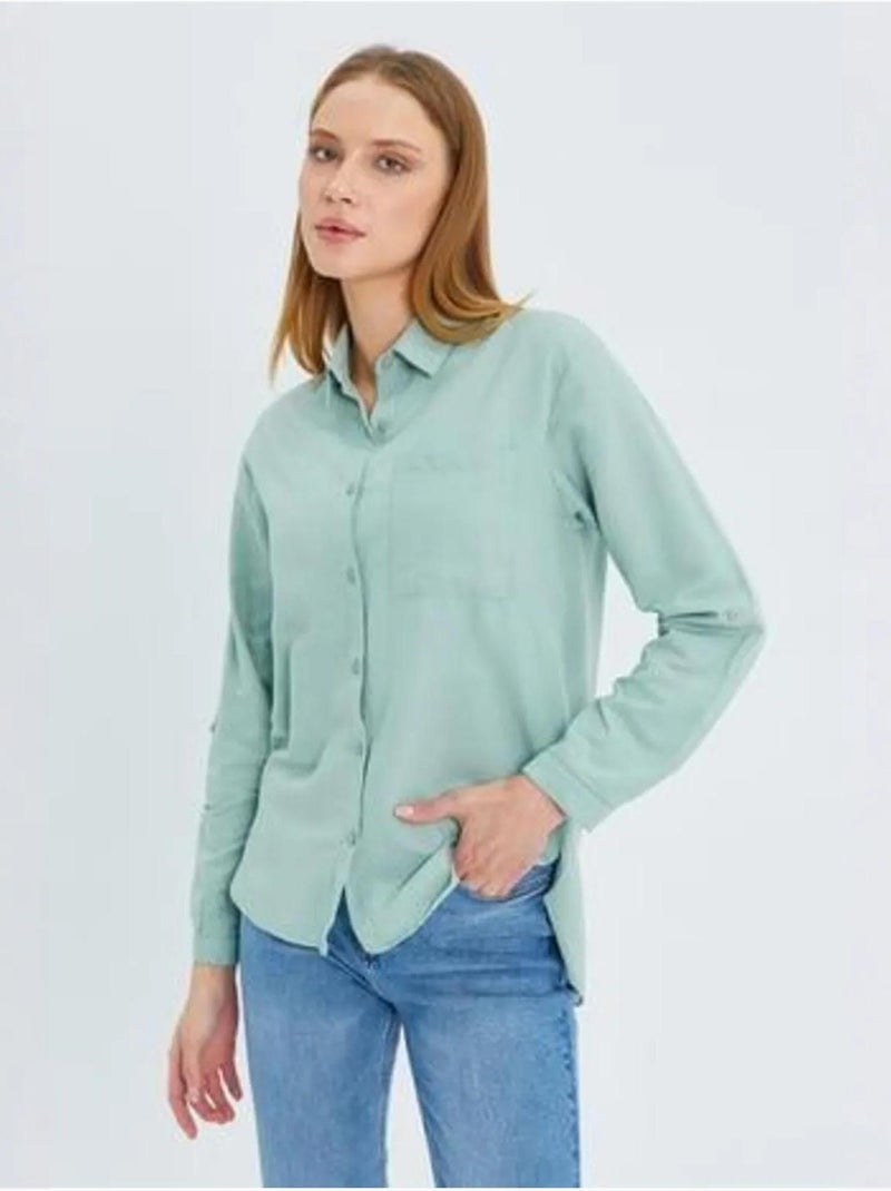 Chemise boutonnée à manches longues avec poche mixray Vert pastel - Kiabi