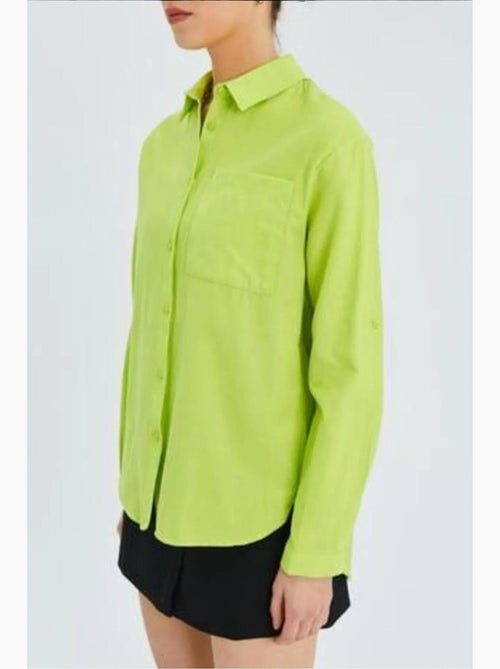 Chemise boutonnée à manches longues avec poche mixray - Kiabi Chemise boutonnée à manches longues avec poche mixray - Kiabi