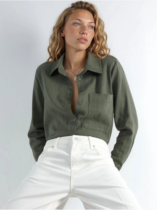 Chemise boutonnée à manches longues coupe confortable hiccup - Kiabi Chemise boutonnée à manches longues coupe confortable hiccup - Kiabi