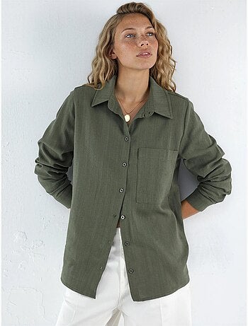 Chemise boutonnée à manches longues coupe confortable