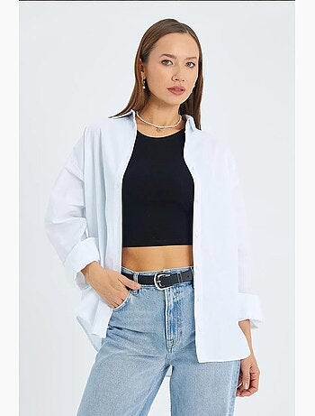 Chemise boutonnée à manches longues en coton mixray