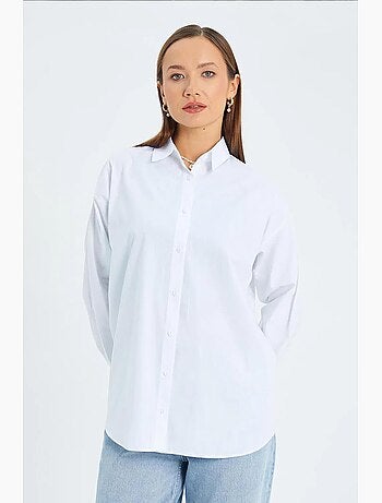 Chemise boutonnée à manches longues en coton mixray