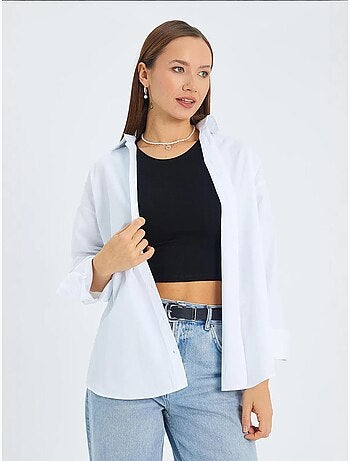Chemise boutonnée à manches longues en coton mixray