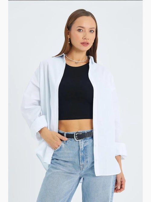 Chemise boutonnée à manches longues en coton mixray - Kiabi Chemise boutonnée à manches longues en coton mixray - Kiabi