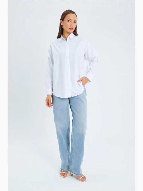 Chemise boutonnée à manches longues en coton mixray - Kiabi Chemise boutonnée à manches longues en coton mixray - Kiabi