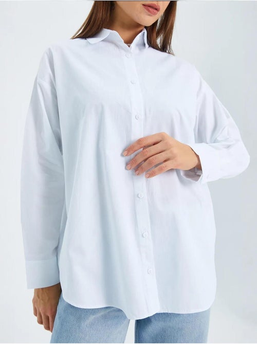 Chemise boutonnée à manches longues en coton mixray - Kiabi Chemise boutonnée à manches longues en coton mixray - Kiabi