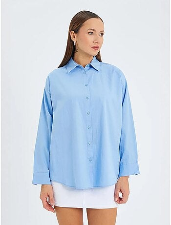 Chemise boutonnée à manches longues en coton mixray
