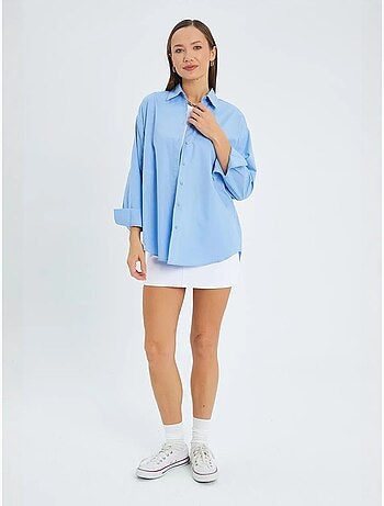 Chemise boutonnée à manches longues en coton mixray